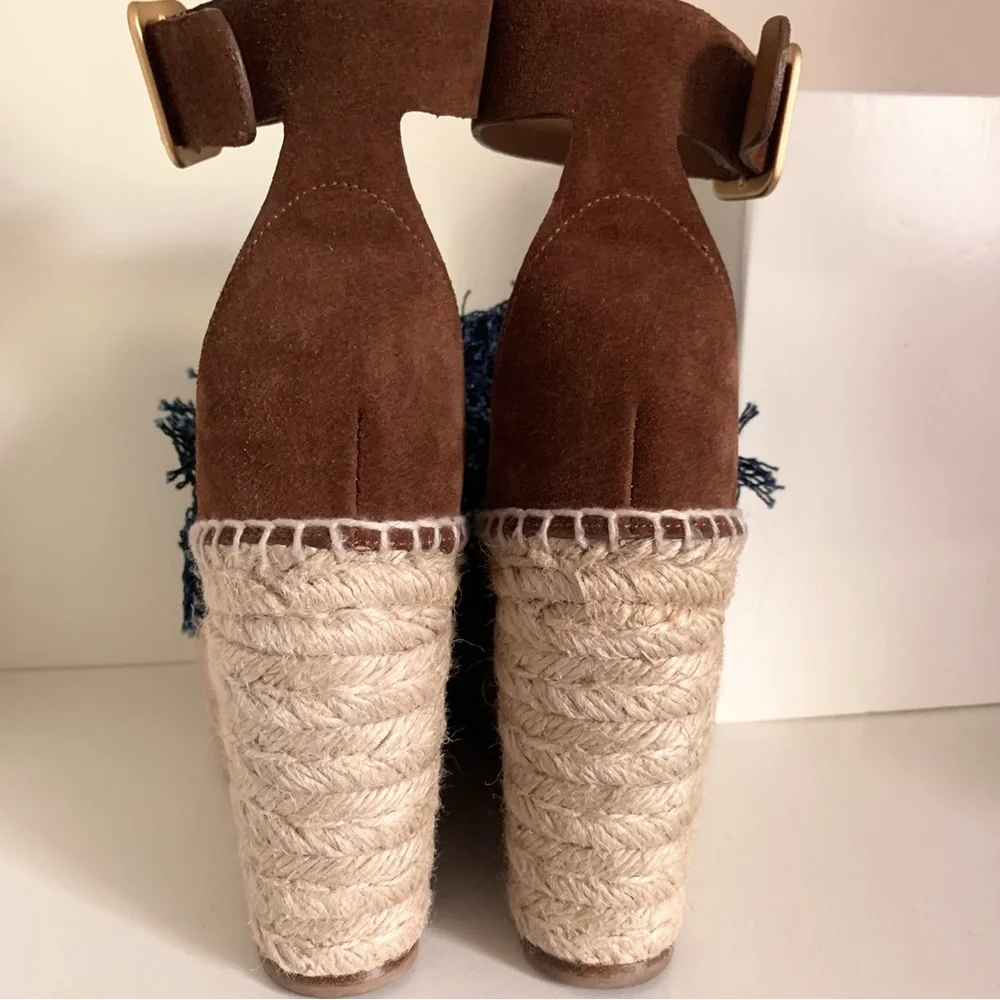 Chloe suede denim wedge heels